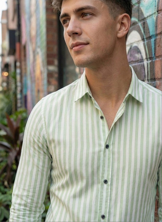 BADLAND Men Relaxed Striped Casual Shirt - Image 3