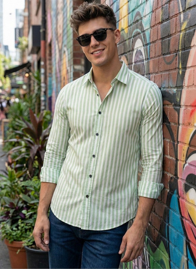 BADLAND Men Relaxed Striped Casual Shirt - Image 1