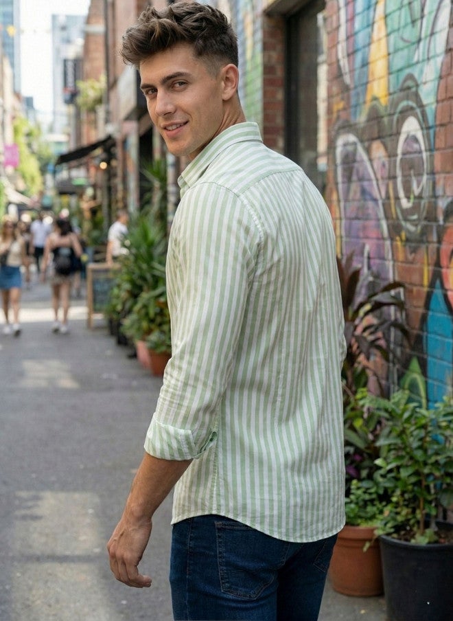 BADLAND Men Relaxed Striped Casual Shirt - Image 2
