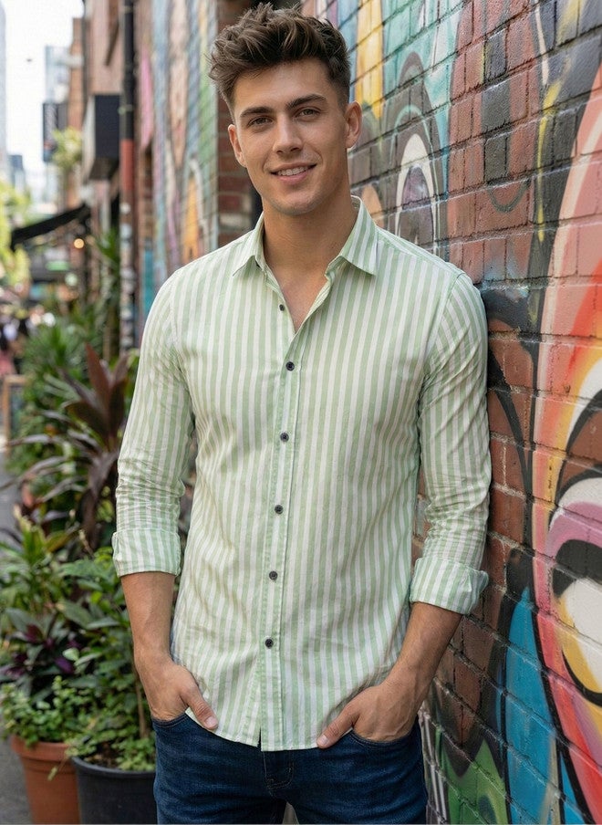 BADLAND Men Relaxed Striped Casual Shirt - Image 5