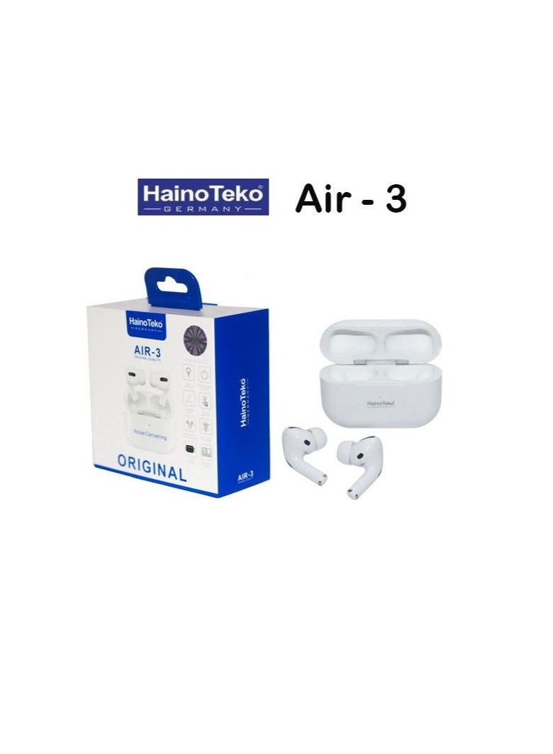 Haino Teko Germany Original Quality Air-3 Wireless In-Ear Bluetooth For iPhones And Androids - White - Image 3