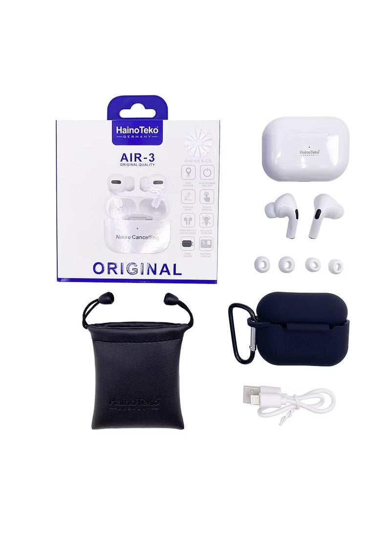 Haino Teko Germany Original Quality Air-3 Wireless In-Ear Bluetooth For iPhones And Androids - White - Image 2