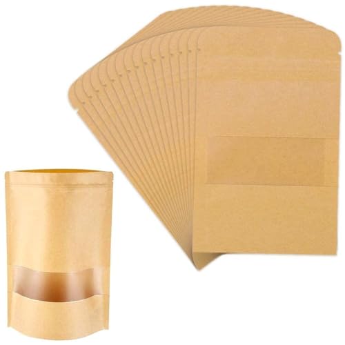 DEERA Brown Kraft Paper Ziplock Stand Up Pouch 90x140mm Pack of 50 - Image 5
