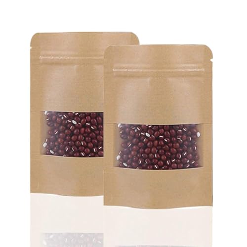 DEERA Brown Kraft Paper Ziplock Stand Up Pouch 90x140mm Pack of 50 - Image 1