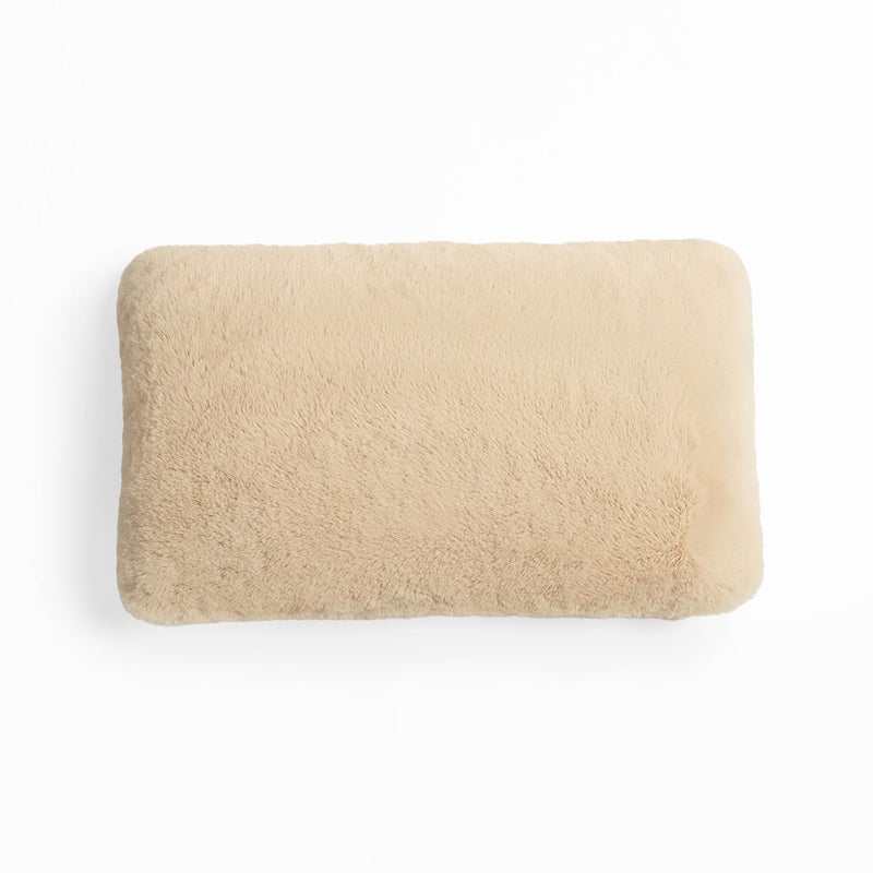 UnHide Squish Lumbar Pillow - Faux Fur Pillow - Extra Soft Throw Pillow - Rectangular Shaped, Polyester Fill - Machine Washable - Perfect for Living Room Or Bedroom - 10â€ x 18â€ - Beige Bear - Image 1