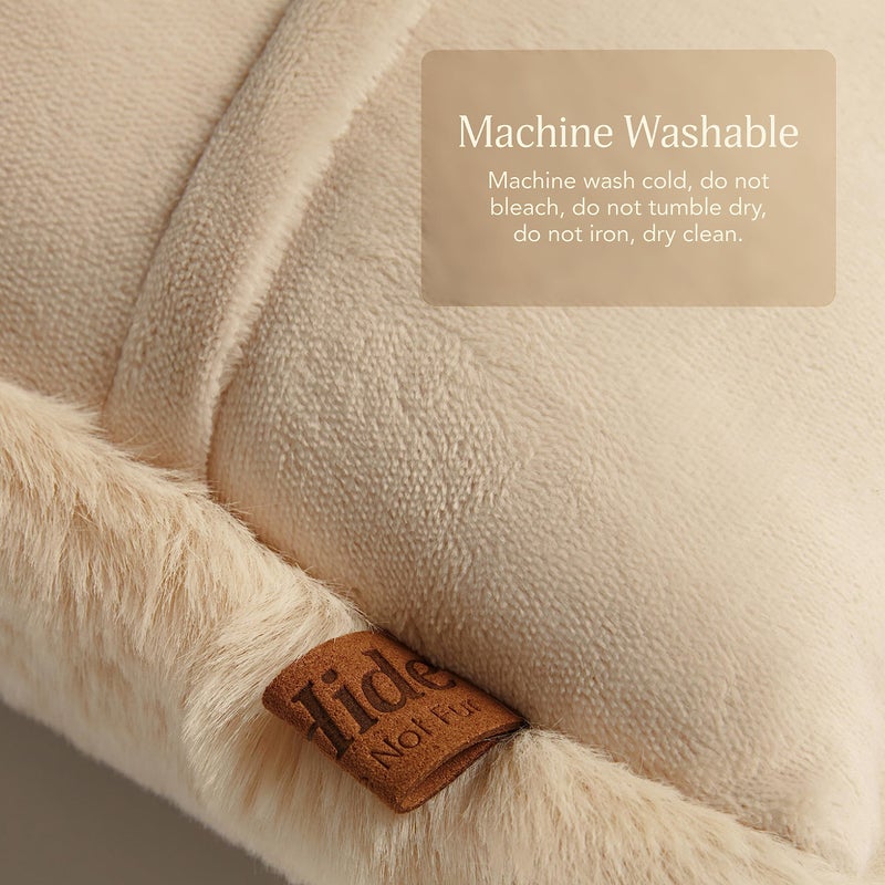 UnHide Squish Lumbar Pillow - Faux Fur Pillow - Extra Soft Throw Pillow - Rectangular Shaped, Polyester Fill - Machine Washable - Perfect for Living Room Or Bedroom - 10â€ x 18â€ - Beige Bear - Image 4