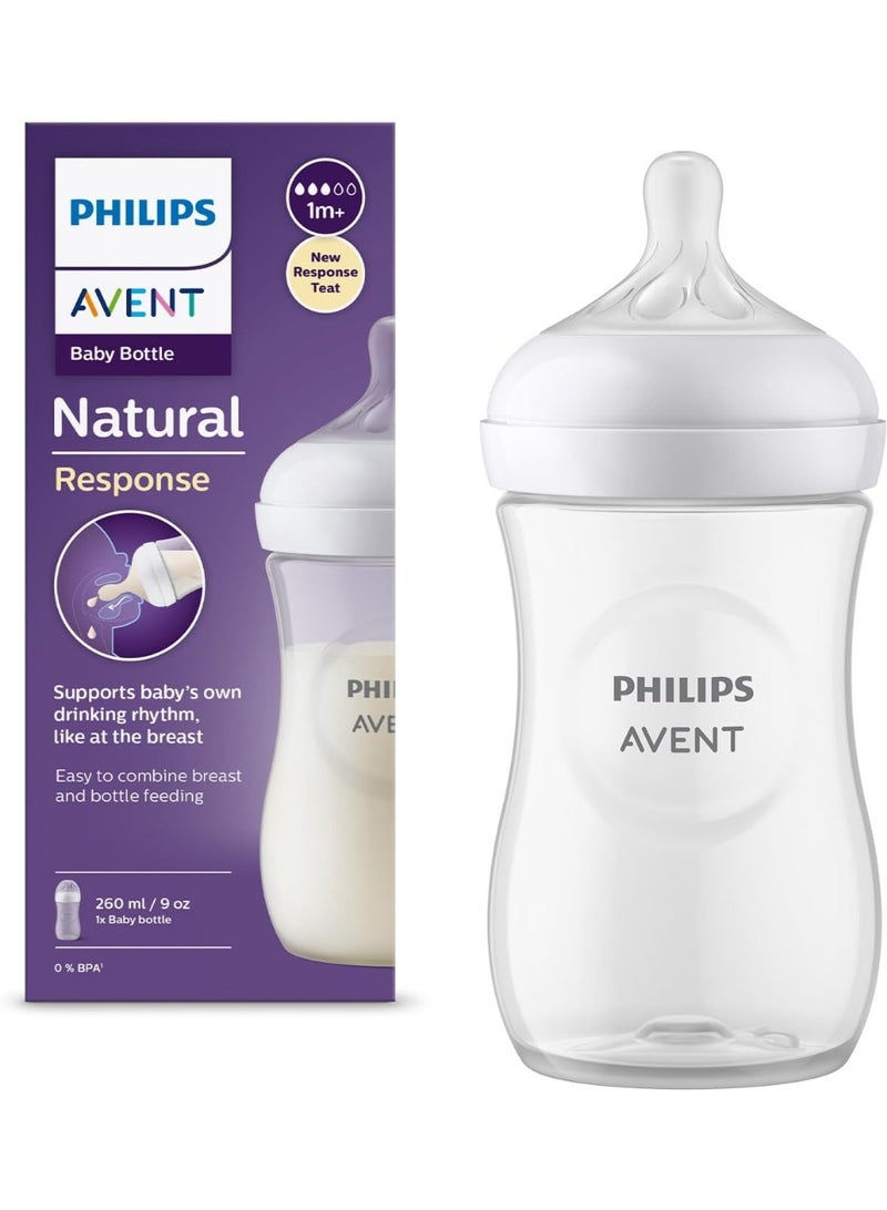 Avent Natural 2.0 Baby Bottle – 260ml BPA-Free Infant Milk Bottle with 1-Month+ Teat – Single Pack - Image 1