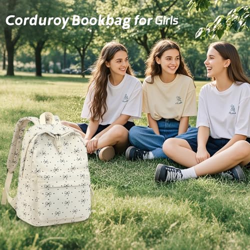 BTOOP School Backpack for Teens Large Corduroy Bookbag Lightweight 15.6 inch Laptop Bag for Girls Women Casual High School College - Image 5