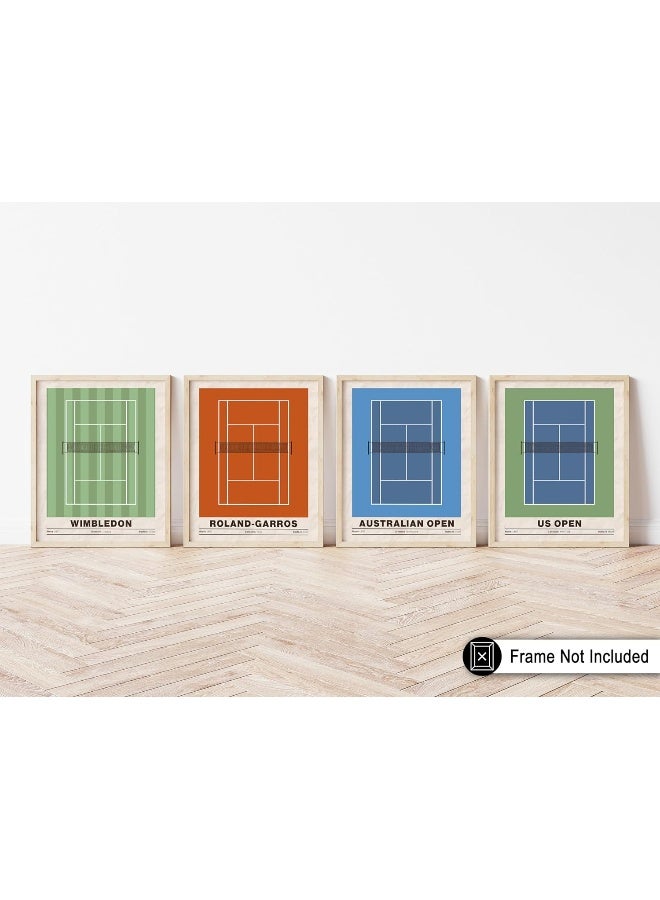Home Trove Poster Master 4-Piece Sports Poster - Tennis Print - Tennis Court Art - Sport Tournament Art - Grand Slam Art - Us Open Art - Australian Open Art - Gym Or Office Wall Decor - 8X10 Unframed Wall Art  - Image 4