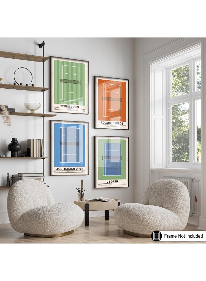 Home Trove Poster Master 4-Piece Sports Poster - Tennis Print - Tennis Court Art - Sport Tournament Art - Grand Slam Art - Us Open Art - Australian Open Art - Gym Or Office Wall Decor - 8X10 Unframed Wall Art  - Image 3