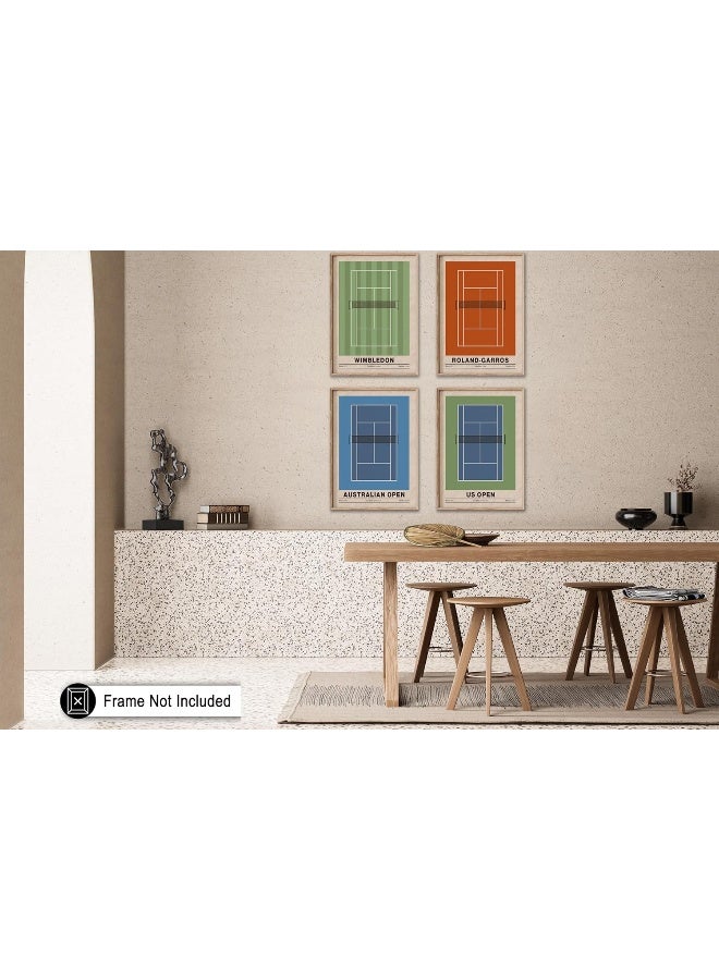 Home Trove Poster Master 4-Piece Sports Poster - Tennis Print - Tennis Court Art - Sport Tournament Art - Grand Slam Art - Us Open Art - Australian Open Art - Gym Or Office Wall Decor - 8X10 Unframed Wall Art  - Image 5