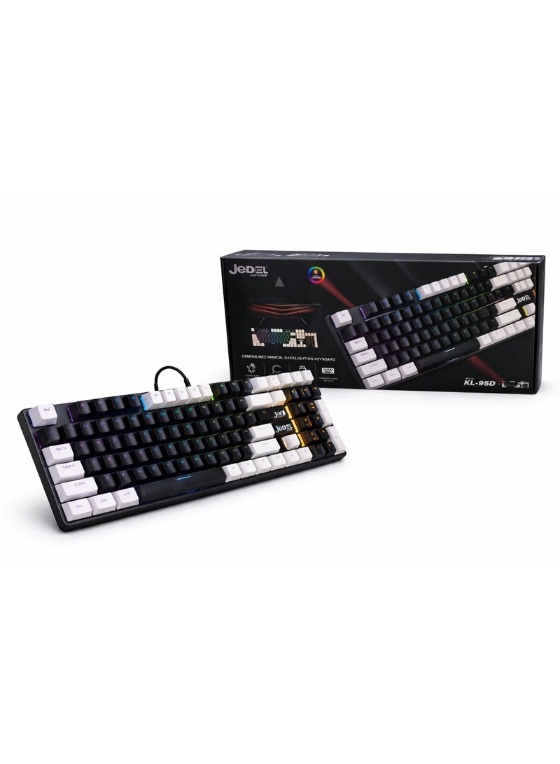 Jedel Full Size KL-95D 104 Keys Wired Mechanical Keyboard with Blue Switch Metal Surface 8 Lighting Mode Gaming Keyboard - Image 2