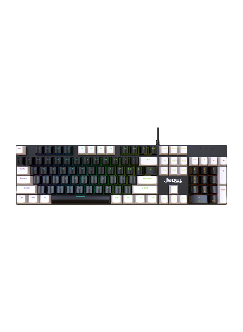Jedel Full Size KL-95D 104 Keys Wired Mechanical Keyboard with Blue Switch Metal Surface 8 Lighting Mode Gaming Keyboard - Image 3