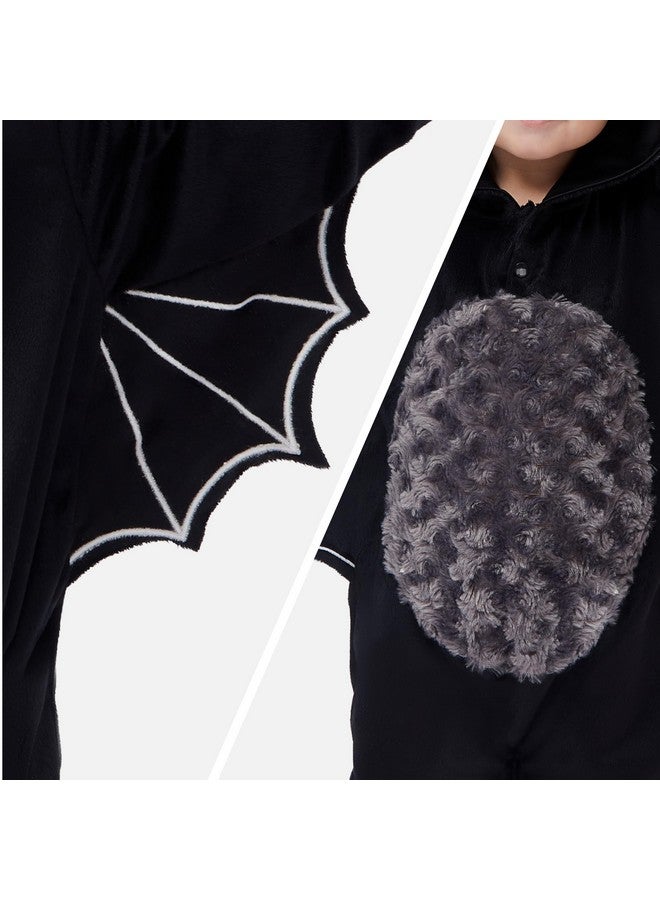 Spooktacular Creations Halloween Baby Unisex Pajama, Black Bat Toddler Hooded Jumpsuit Costume With A Tail, Zip-Up Hooded Sleepwear For Halloween Cosplay Costume - Image 3