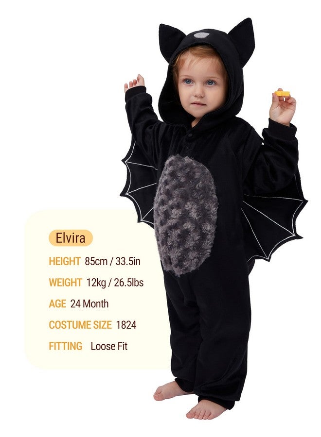 Spooktacular Creations Halloween Baby Unisex Pajama, Black Bat Toddler Hooded Jumpsuit Costume With A Tail, Zip-Up Hooded Sleepwear For Halloween Cosplay Costume - Image 4
