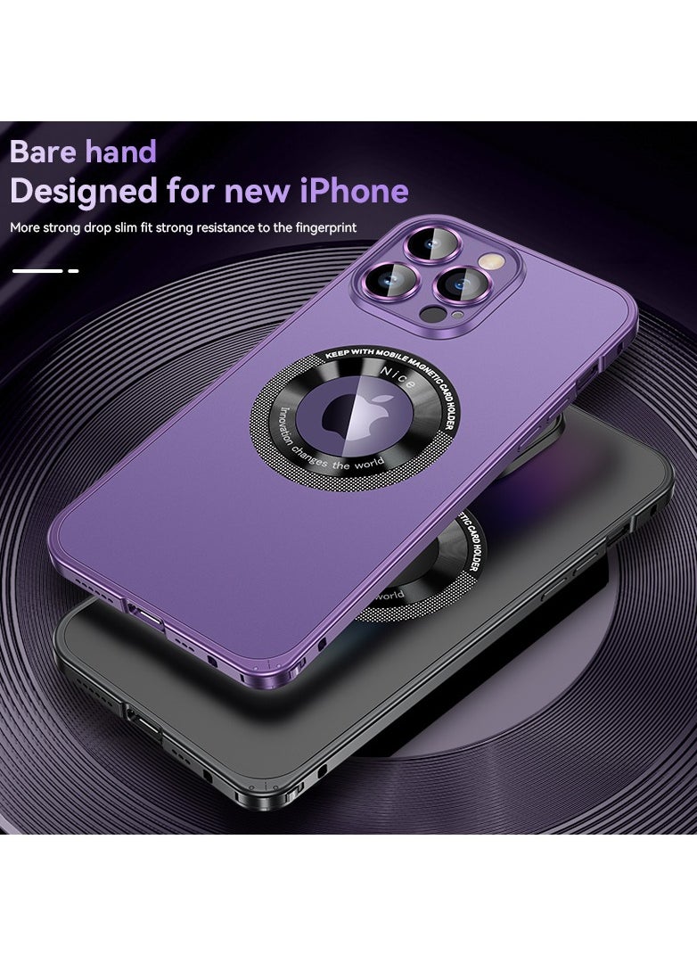 Color Fans - Magnetic Back Cover for iPhone 13 Pro Max 6.7 inch Spring Buckle Metal Edge Case Purple - Image 1