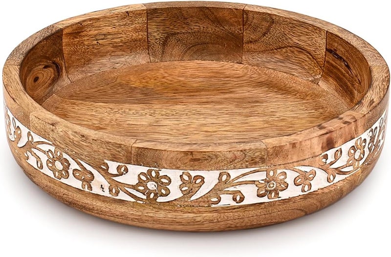 Kaizen Casa Salad Bowl Mango Wood Round Design for Serving Fruit Bowls Handmade Durable and Stylish for Kitchen Counter 10 X 10 X 25 - Image 1