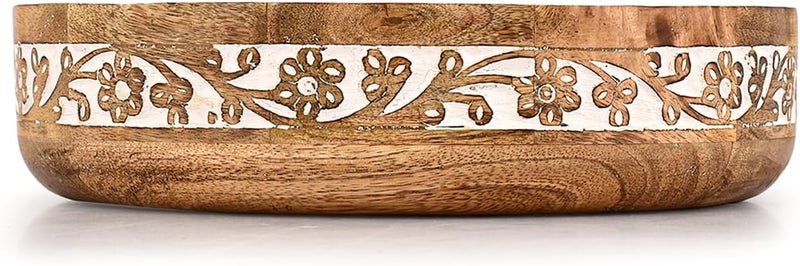 Kaizen Casa Salad Bowl Mango Wood Round Design for Serving Fruit Bowls Handmade Durable and Stylish for Kitchen Counter 10 X 10 X 25 - Image 3