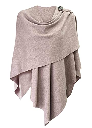 PULI Womens Large Cross Front Poncho Sweater Wrap Topper Knitted Elegant Shawls Cape for Fall Winter - Image 1