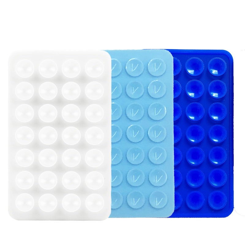 Rookii 3 PCS Double Sided Phone Suction Pad,Sticky Phone Case for Wall ands-Free Fidget Toy Mirror Shower,Suction Cup Holder for Car Mobile Power Supplies (Blue White) - Image 1
