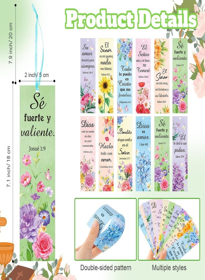 Skyygemm 120 Pcs Spanish Religious Bible Verse Bookmarks Bible Separators Spanish with Colored Rope Separadores De Biblia En Español Inspirational Christian Bookmarks Gifts for Women Church Prayer - Image 2
