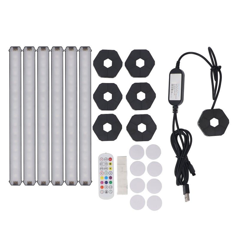 6 مجموعة من أضواء الجدار LED RGB بتحكم عن طريق تطبيقetooth وتوجيه عن بعد ومزامنة الموسيقى ومجموعة شريط الضوء القابل للربط RGB لغرفة المعيشة وغرفة الألعاب - Image 1