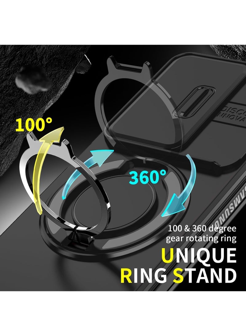 Barakah Samsung Galaxy Z Fold7 Case, Heavy Duty Shockproof Cover with Slide Camera Protection, Military Grade Drop Resistant with 360° Rotating Kickstand, Full Body Armor Case for Galaxy Z Fold 7, Black - Image 3