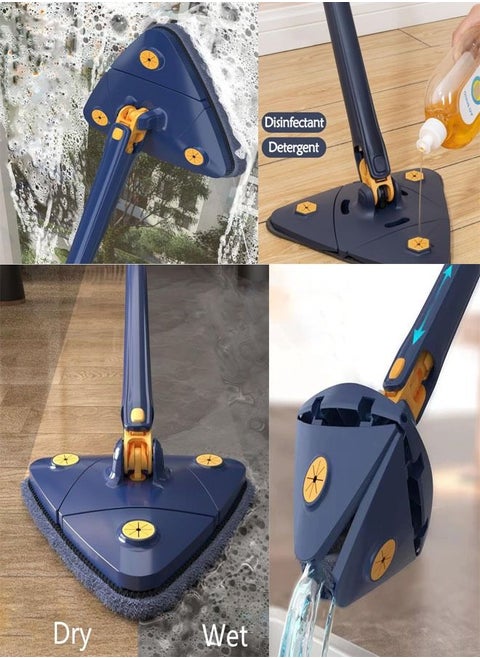 Adjustable Triangle Cleaning Mop with Automatic Water Squeezing Function plus  Reusable Mop Heads cloth