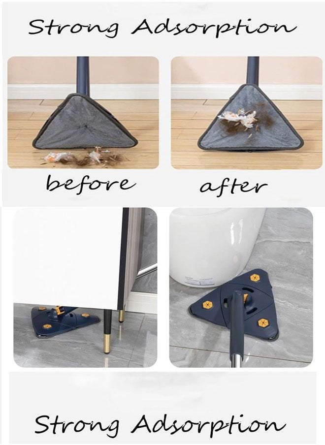 Adjustable Triangle Cleaning Mop with Automatic Water Squeezing Function plus  Reusable Mop Heads cloth