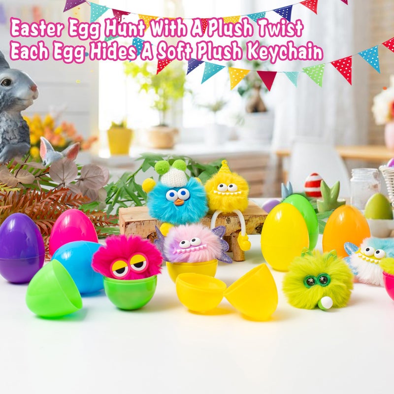 Kiddelo 12 Pack Prefilled Easter Eggs With Toys, Monster Plush Keychains for Kids, Non Candy Easter Basket Stuffers, Egg Hunt Party Favors, Classroom Prizes, Goodie Bag Fillers - Image 3