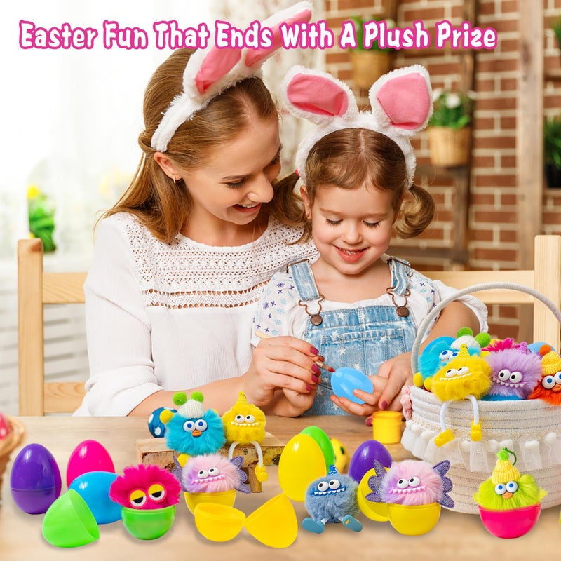 Kiddelo 12 Pack Prefilled Easter Eggs With Toys, Monster Plush Keychains for Kids, Non Candy Easter Basket Stuffers, Egg Hunt Party Favors, Classroom Prizes, Goodie Bag Fillers - Image 5