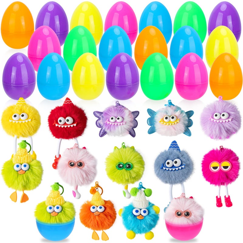 Kiddelo 12 Pack Prefilled Easter Eggs With Toys, Monster Plush Keychains for Kids, Non Candy Easter Basket Stuffers, Egg Hunt Party Favors, Classroom Prizes, Goodie Bag Fillers - Image 1