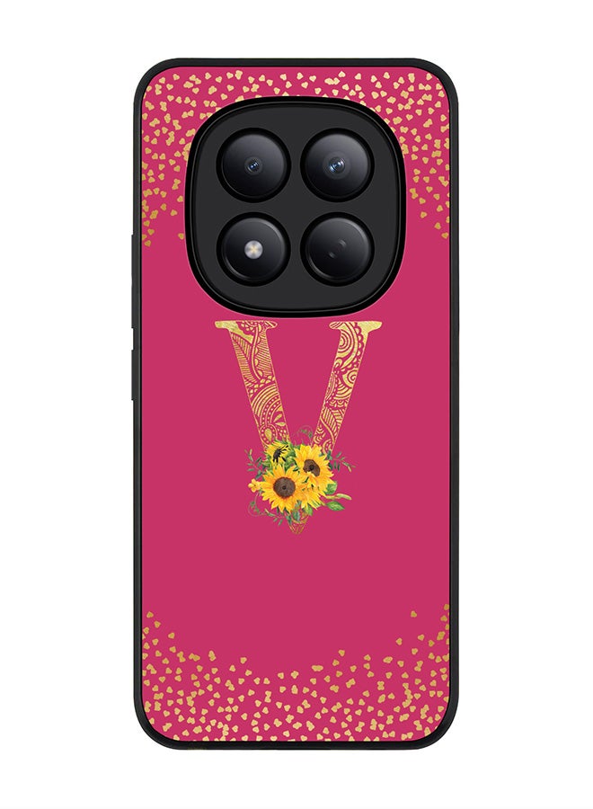 For Xiaomi Redmi Note 15 Pro 4G Case,Slim fit Camera Protection, Shockproof Thin Phone cover  - Custom Floral Monogram - V ( Deep Pink )