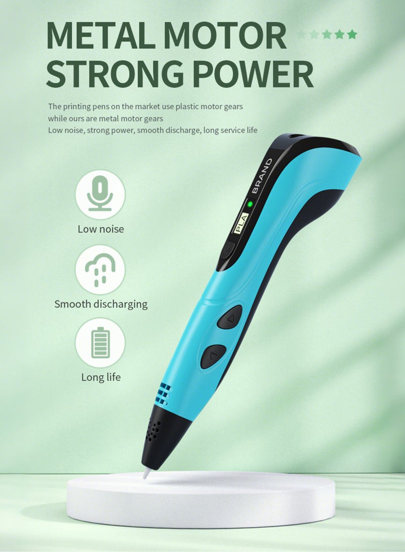 Jourvent Third Generation 3D Pen, 3D Printing Pen Set, Suitable for Kids Adult Gifts, Adjustable Temperature and Speed, for Graffiti, Painting, Model Making, with PLA Filament (Blue) - Image 3