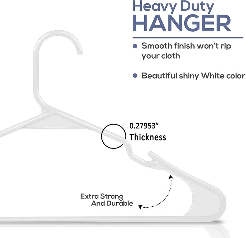 PROTOWARE 24 Pieces Clothe Hangers for Wardrobe - Space Saving Cupboard Storage Organizer - Plastic Hanger Set for Saree, Shirt, Dress (White) - Image 3