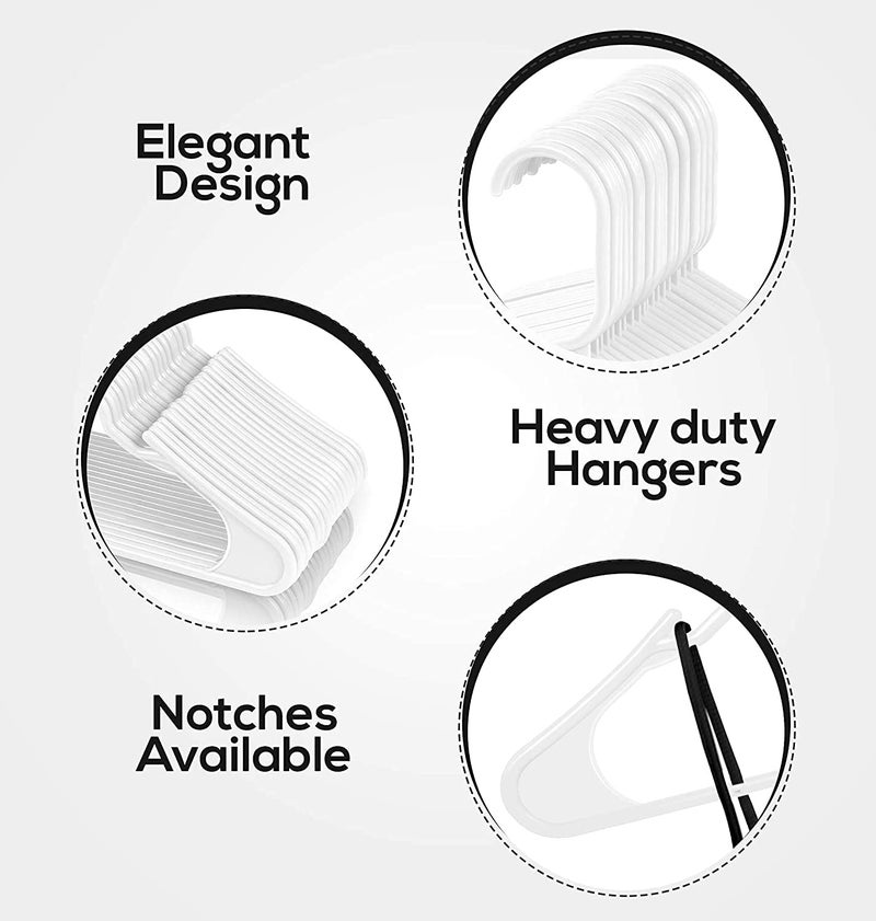 PROTOWARE 24 Pieces Clothe Hangers for Wardrobe - Space Saving Cupboard Storage Organizer - Plastic Hanger Set for Saree, Shirt, Dress (White) - Image 4