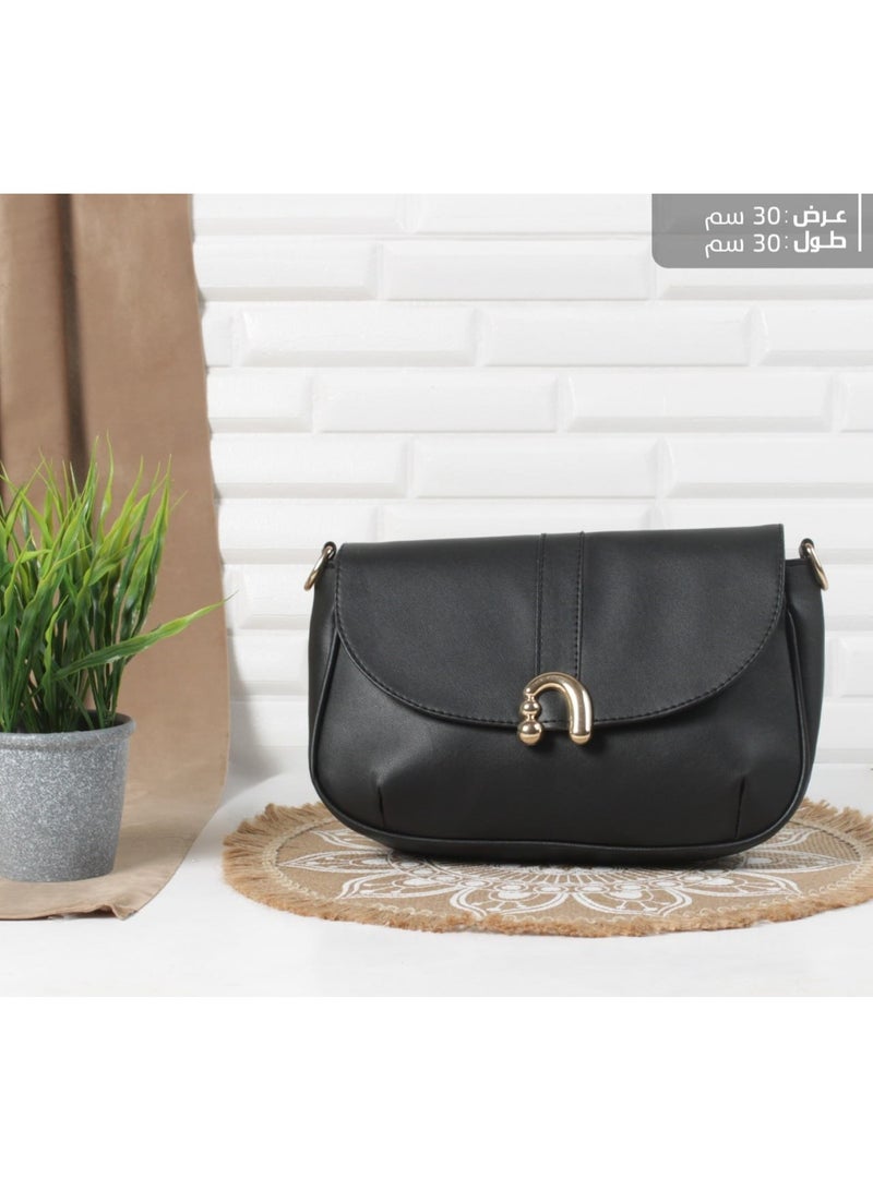شنطه كروس نسائى جلد أسود اللون - Image 1