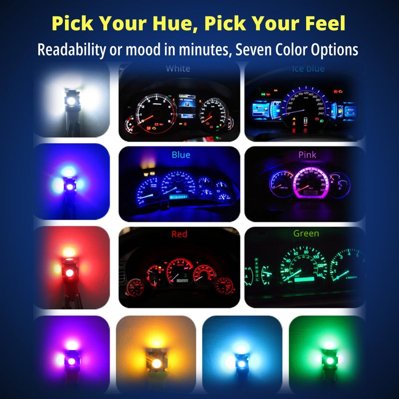 WLJH T10 194 LED Light Bulb 168 Bright Instrument Panel Gauge Cluster Dashboard LED Light Bulbs Set 10 T10 Bulbs with 10 Twist Lock Socket PC194 - White - Image 4