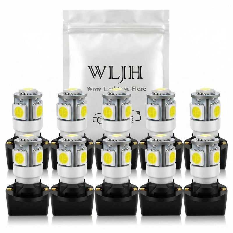WLJH T10 194 LED Light Bulb 168 Bright Instrument Panel Gauge Cluster Dashboard LED Light Bulbs Set 10 T10 Bulbs with 10 Twist Lock Socket PC194 - White - Image 1