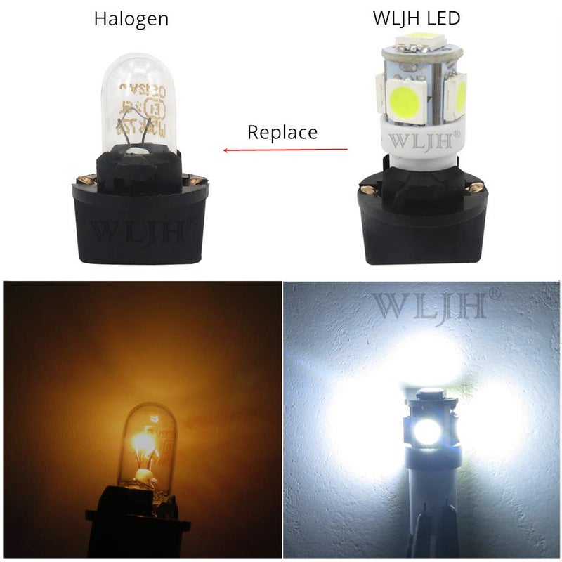 WLJH T10 194 LED Light Bulb 168 Bright Instrument Panel Gauge Cluster Dashboard LED Light Bulbs Set 10 T10 Bulbs with 10 Twist Lock Socket PC194 - White - Image 2