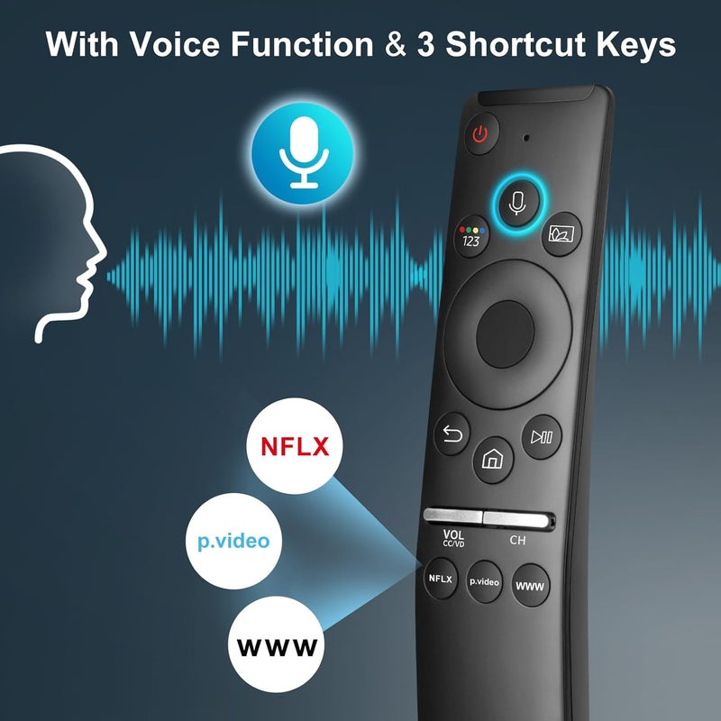 EWO'S Voice Remote for Samsung Smart TV QLED UHD Frame Curved Solar 4K 8K Q60 Q70 Q80 Q90 8 Series 9 Series TU8000 AU8000 CU7000 CU8000 Voice Remote Control Replacement - Image 4