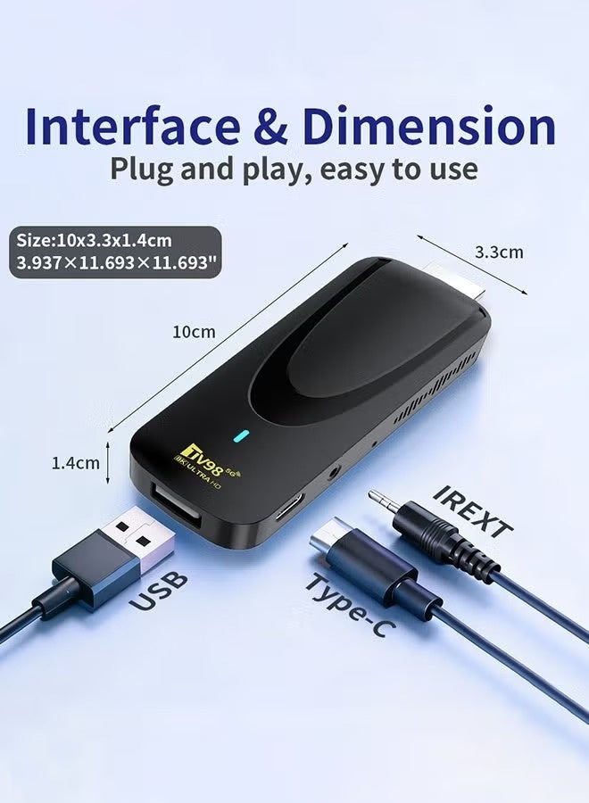 TV98 8K Ultra HD TV Box TV Stick Android 14.0 work with Projector TVs & Mobile Phones,Set Top Box - Image 5