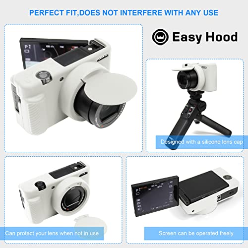 Easy Hood Camera Case for Sony ZV-1 Camera Removable Lens Cover,Anti-Scratch Silicone Soft Camera Case Compatible with Sony ZV-1 ZV1 Camera(White) - Image 5