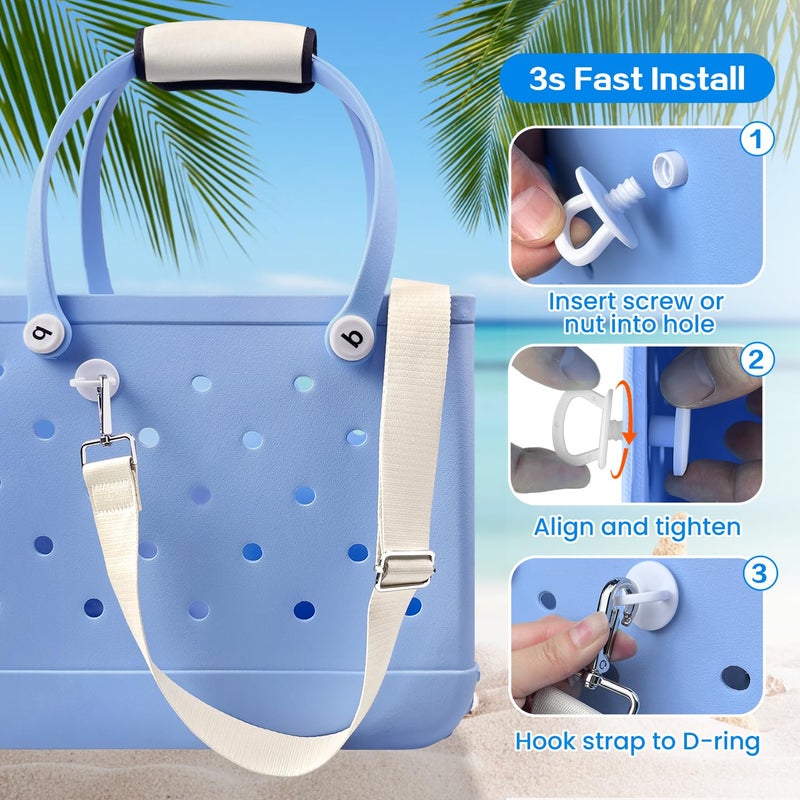 XYFuuee Strap Wrap for Bogg Bag Accessories, Adjustable Crossbody Shoulder Long Replacement Straps, Universal Beach Tote Bag Attachment with Neoprene Handle Cover Protector, Cream - Image 5