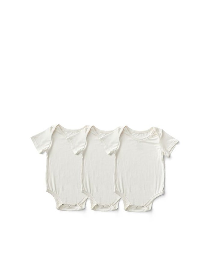 Anvi Baby Set of 3 Organic Bamboo Spandex Bodysuit- Gift set 0-3m	White  - Image 1