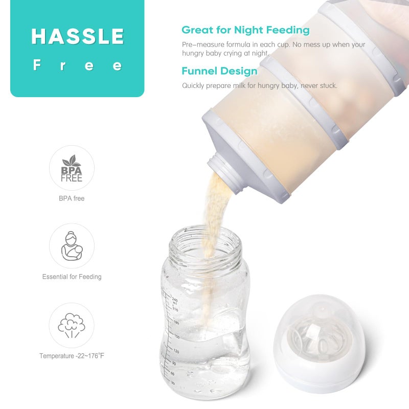 Termichy Stackable Formula Dispenser Portable Milk Powder Container, 2 Pack, Grey - Image 5