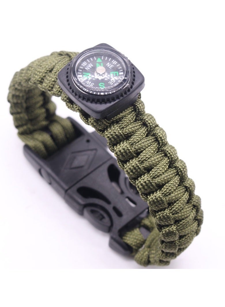 Generic Multifunctional compass paracord mountaineering bracelet, green belt - Image 1