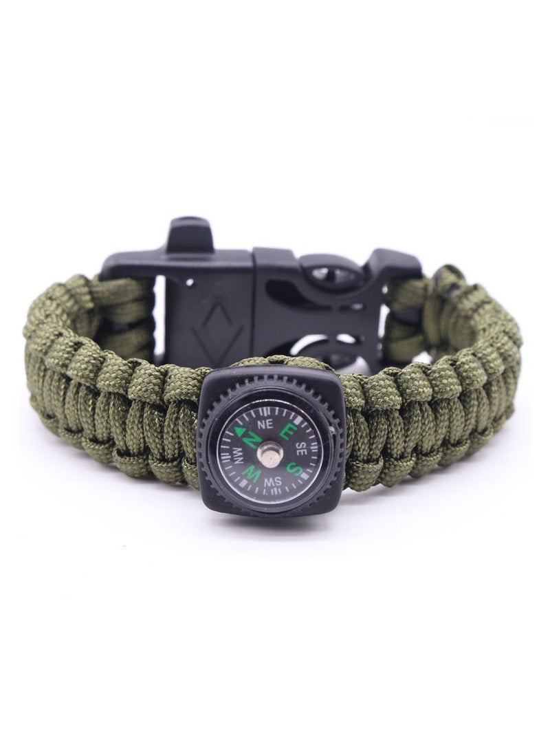 Generic Multifunctional compass paracord mountaineering bracelet, green belt - Image 2