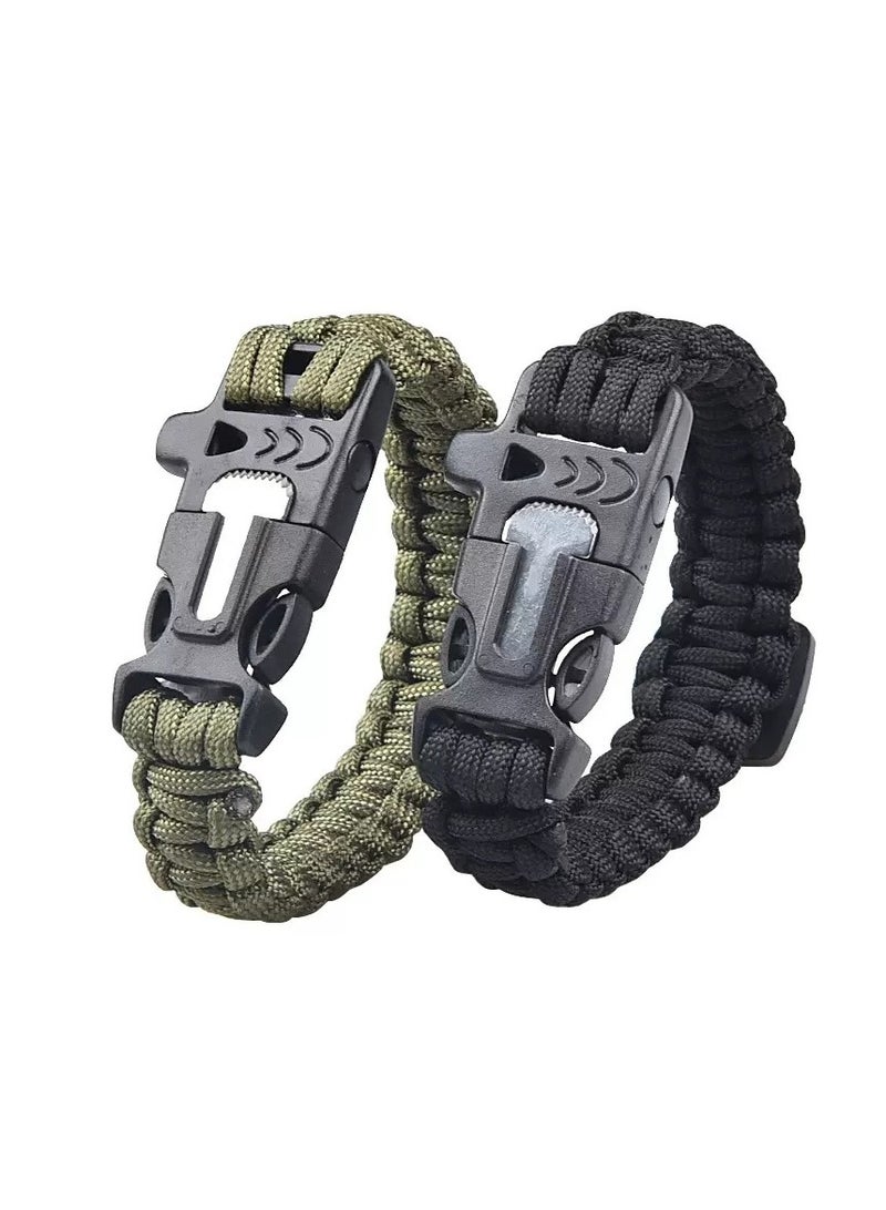Generic Multifunctional compass paracord mountaineering bracelet, green belt - Image 3