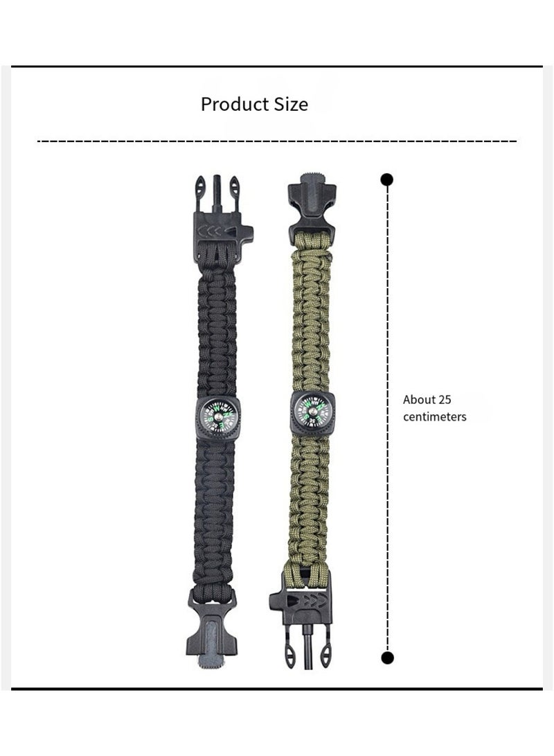 Generic Multifunctional compass paracord mountaineering bracelet, green belt - Image 4
